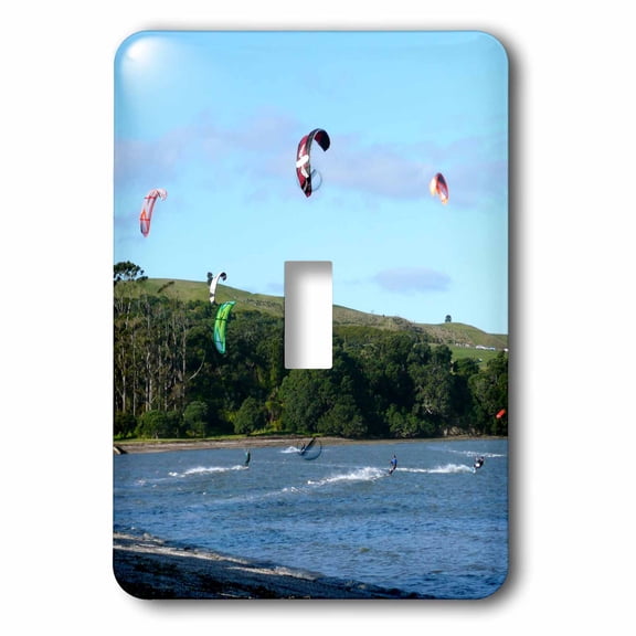 3dRose, Kite Surfing on Okoromai Bay Hauraki Gulf New Zealand, single toggle switch