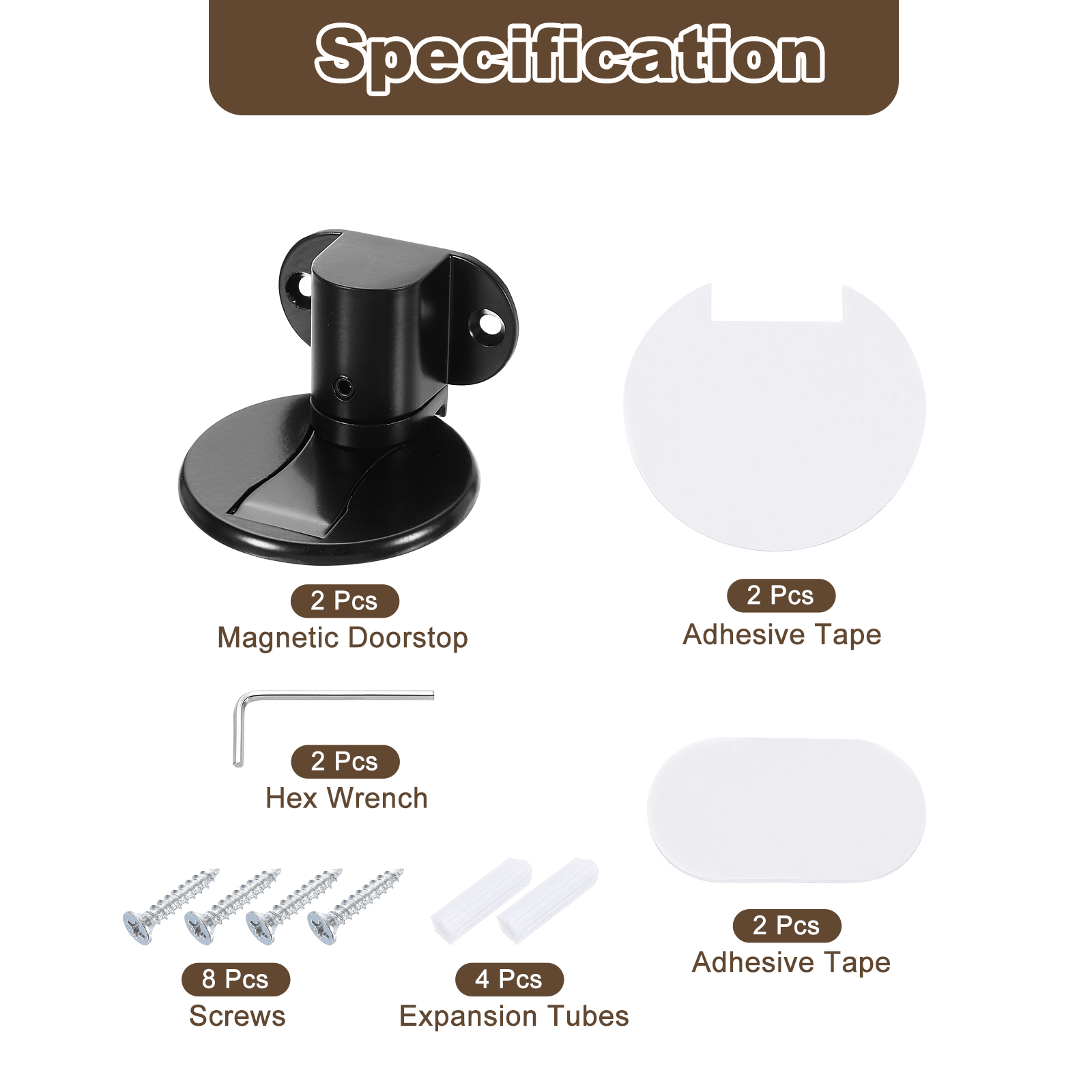 2Pcs Magnetic Door Stopper, Adjustable Floor Door Stop with Adhesive Tape Black