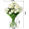 thumbnail image 5 of Mixed Silk Rose Artificial Flowers and Real Touch Tulips Fake Flowers in Glass Vase, Artificial Floral in Vase with Faux Water for Dining Table Centerpieces, Wedding Event (Pink), 5 of 5