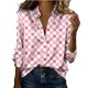 thumbnail image 1 of Camiseta de satén impresa sin forro del día de San Valentín de manga larga de las mujeres con solapa con botones, suave suéter de poliéster para primavera invierno, 1 of 8