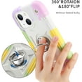 thumbnail image 5 of KOMI Compatible with iPhone 16 Case 6.1 Inch with Built-in 360°Rotating Ring Stand, Military Grade Drop Protection Full Body Rugged Heavy Duty Protective Cover Rainbow White, 5 of 6