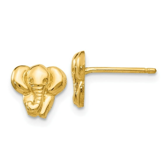 Real 14kt Yellow Gold Elephant Earrings; for Adults and Teens; for Women and Men