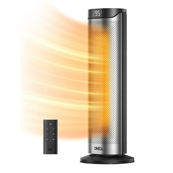 DREO Heater, 23" Space Heater with 70° Oscillation, Precise Temp Control 41 - 95°F for Whole-Room Comfort, Whisper-Quiet Warmth, 12H Timer, 3 Heat, 3 Fan Modes, ECO Mode, Remote, 8 Safety Features