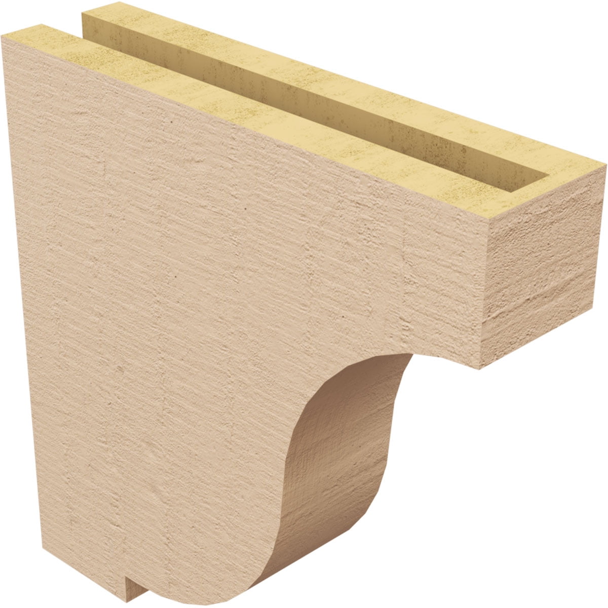 3"W x 12"D x 12"H Thin Van Buren Rough Cedar Woodgrain TimberThane Corbel, Primed Tan