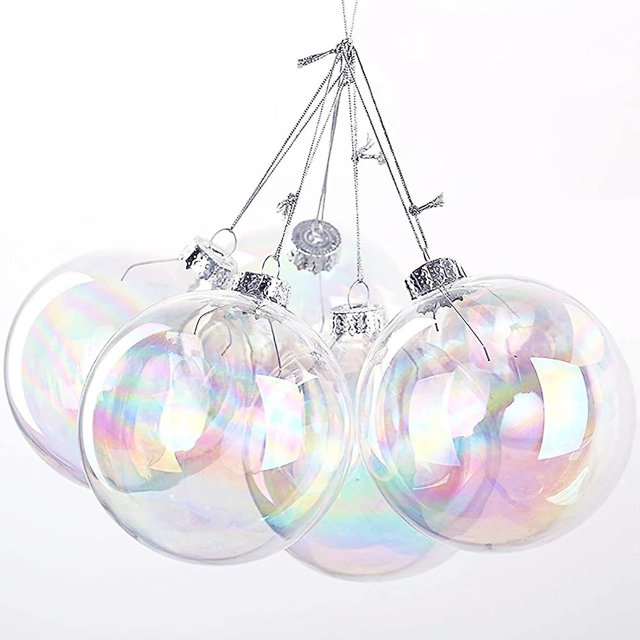 Adornos navideños transparentes Adornos rellenables 12 piezas Adornos vacíos Adornos acrílicos colgantes Decoraciones para árboles de Navidad Diy para bodas y fiestas de Navidad Rojo Verde Cocina, Decoración y Otros