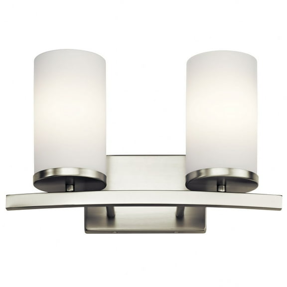 2 Light Vanity Light Approved for Damp Locations with Contemporary Inspirations 15 inches Wide-Brushed Nickel Finish Bailey Street Home