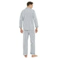 thumbnail image 3 of Apparonia Mens Pajamas Set Cotton Notched Collar Pajamas for Men Long Sleeve Mens Sleepwear with Pockets & Front Fly Soothing Stripes XL, 3 of 6