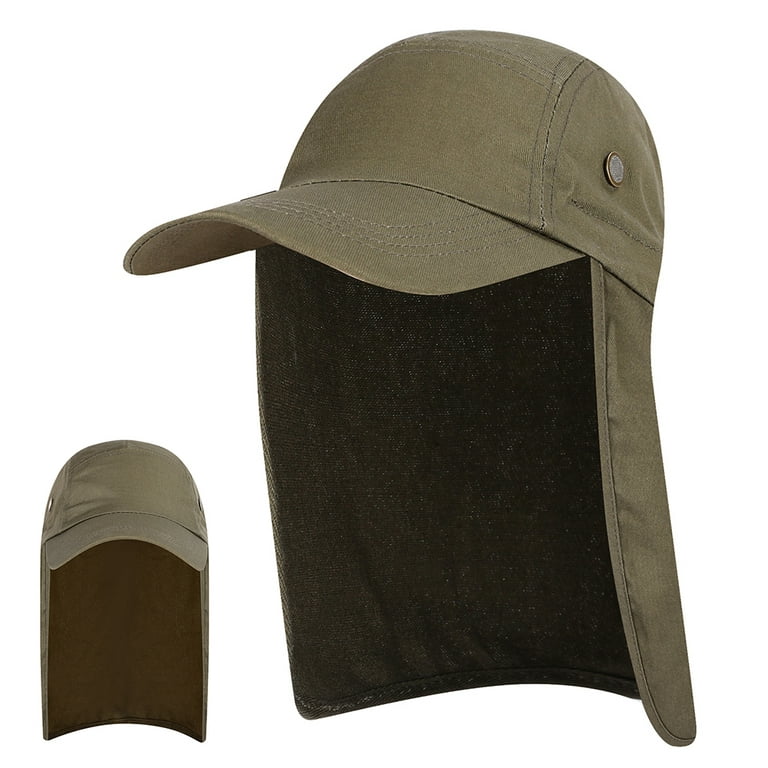 Men UPF 50+ Sun Protection Cap Wide Brim Fishing Sun Cap Hat with Neck Flap