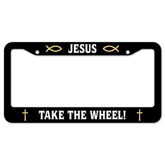 SignMission Jesus Take The Wheel! Plastic License Plate Frame, License Tag Holder 12" X 6" Fits Any Car, Truck, SUV, RV, or Trailer | Made in The USA