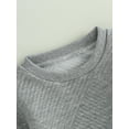 thumbnail image 4 of Infant Baby 2Pcs Fall Outfits Long Sleeve Front Pocket Textured Tops and Trousers Set, 4 of 8