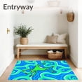 thumbnail image 3 of ODIKA 3x5 Machine Washable Non-Slip Area Rug, Playful Amphibian Illustration with Splashing Water Motif High Traffic Rug with Pad, Blue, 725937, 3 of 8