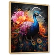 thumbnail image 2 of Designart "Colorfuled Rainbow Peacock" Animals Floater Framed Wall Art Living Room, 2 of 7
