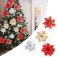 thumbnail image 5 of 10 Pack Christmas Poinsettia Ornaments, Artificial Flowers Decorations for Wreath Christmas Tree Xmas Holiday Decor, 5 of 7