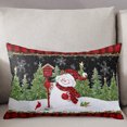 thumbnail image 3 of Red Christmas Throw Pillow Cover,Snowman Pine Tree Snowflake Black Xmas Plaid Rectangle Decorative Pillow Case Protector Soft Cushion Cover Lumbar Pillowcase for Couch Sofa Bedroom Decor 20x26 Inch, 3 of 8