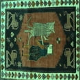 thumbnail image 1 of Ahgly Company Machine Washable Indoor Square Animal Turquoise Blue Traditional Area Rugs, 5' Square, 1 of 4