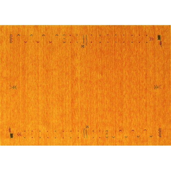 Ahgly Company Machine Washable Indoor Rectangle Abstract Yellow Contemporary Area Rugs, 2' x 4'