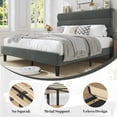 thumbnail image 2 of Bolvdo Queen Bed Frame with Velvet Upholstered Headboard, Metal Support, No Box Spring Needed, Noise Free, Easy Assembly, Grey, 2 of 8