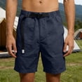 thumbnail image 2 of FRSASU Men's Work Cargo Shorts Lightweight Elastic Waist Belted Cargo Pockets Beach Casual Outdoor Work Wear Shorts for Men Blue, 2 of 9