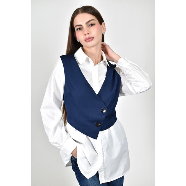 Camisa con chaleco Roman Fashion /Juvenil, 5119 (Blanco) blanco M