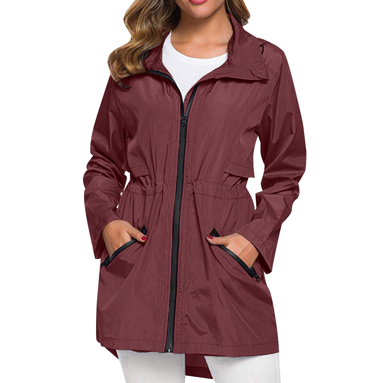 lystmrge Warm Wind I5 Apparel Light Nylon Jacket Women Long Raincoat With  Hood Outdoor Lightweight Windbreaker Rain Jacket Waterproof - Walmart.com
