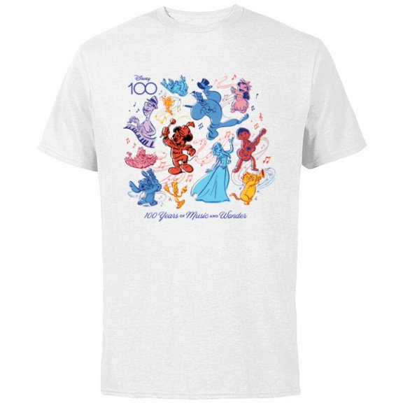 Disney 100 Years of Music and Wonder Color Fill D100 - Short Sleeve Cotton T-Shirt for Adults - Customized-White