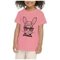 thumbnail image 1 of Girls Tops Cute Bunny Rabbit with Glasses Graphic Tees Tops Clothes Baby Girls Clothes Red 2-3 Years, 1 of 4
