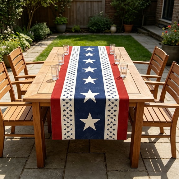Miwamany Anniversary of Independence Day Table Runner, Star-Printed American Style Linen Table Runner, Patriotic Dining Decor for Home Kitchen Coffee Table