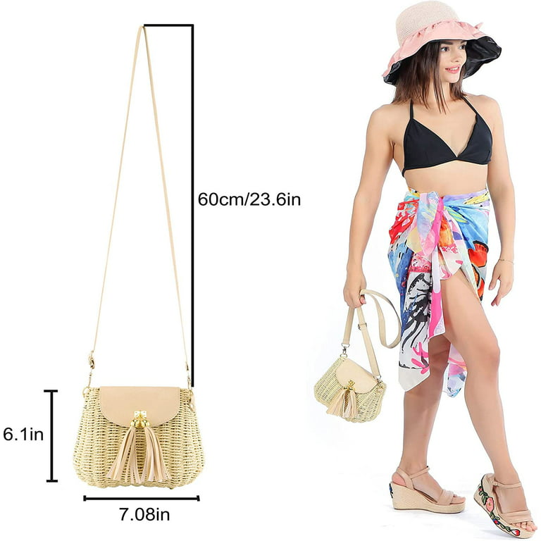 PIKADINGNIS Women Straw Bags Summer Rattan Hand-Woven Beach Large