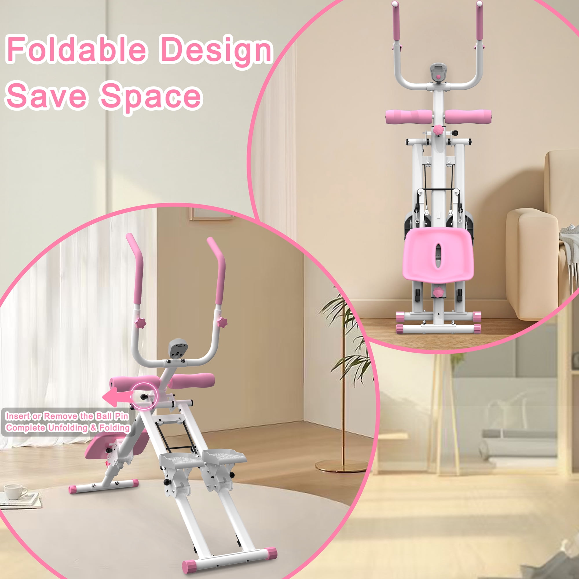 2-In-1 Stair Stepper And AB Workout Machine, Pink