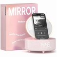 thumbnail image 1 of wonima44 Bluetooth Speaker with Wireless Charger & Fill Light Makeup Mirror, Adjustable LED Night Light, Automatic Clock, Suitable for Decoration, Bedroom, Home, Office, Gift, 1 of 1