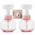 thumbnail image 1 of 2 Pieces 300ML Flower Shape Foam Bottle Dispenser Flower Shaped Foaming Container Flower Shape Pump Bottle Travel Liquid Soap Dispenser for Travel (Pink), 1 of 7