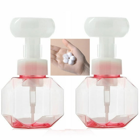 2 Pieces 300ML Flower Shape Foam Bottle Dispenser Flower Shaped Foaming Container Flower Shape Pump Bottle Travel Liquid Soap Dispenser for Travel (Pink)