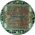 thumbnail image 1 of Ahgly Company Indoor Round Animal Turquoise Blue Traditional Area Rugs, 7' Round, 1 of 4
