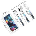 thumbnail image 2 of Cauagu Lively Cute Turtle Print 3-Pieces Toddler Cutlery Set , Kids Silverware Set with Spoons Forks & Knife Stainless Steel Utensils for Kids Dishwasher Safe, 2 of 8