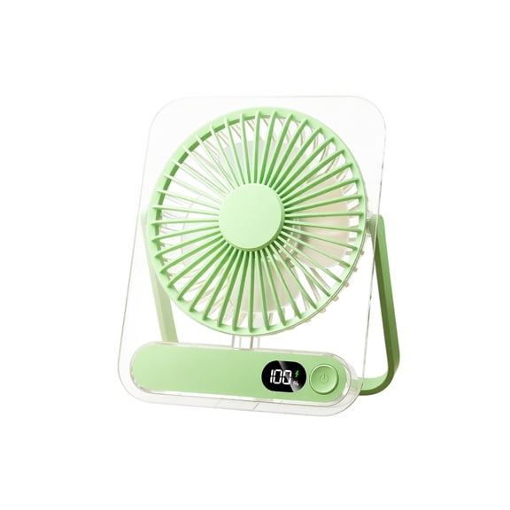 Ultra-Thin Transparent Rechargeable Desk Fan, Adjustable Tilt Portable USB Table Fan with Battery Display, Quiet Personal Cooling Fan for Office Bedroom Travel,6.3*5.3 in.