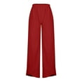 thumbnail image 4 of RYRJJ Plus Size Capri Pants for Women Casual Summer Cotton Linen Harem Pants Elastic Waist Wide Leg Baggy Cropped Trousers(Red,S), 4 of 5