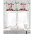 thumbnail image 2 of Pink Santa Christmas Linen Curtain Valance for Bedroom/Bathroom/Kitchen/Office/Living/Dining Room Window,Xmas Tree Berry Winter Snowflake Gifts Rod Pocket Topper Decorative Cafe Drapes Panel 54"x18", 2 of 6