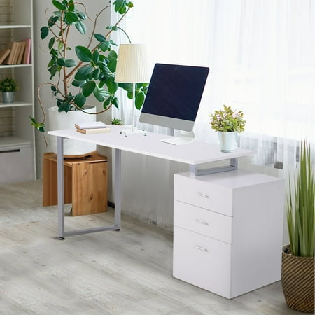 Andoer Industrial Style Office Desk Computer With Multi Use Removable File Drawers White Canada Office Desk Computer, White Office Desk With File Drawers