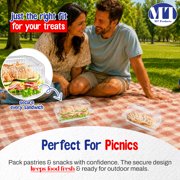 MT Products Disposable Clear Plastic Container with Hinged Lid - Pack of 40