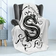 thumbnail image 4 of Letter S Soft Flannel Fleece Throw Blanket, Monochrome Letter from Alphabet S Abstract Design Swirls and Other Shapes, Cozy Plush for Indoor and Outdoor Use, 50" x 70", Black Grey White, by Ambesonne, 4 of 5