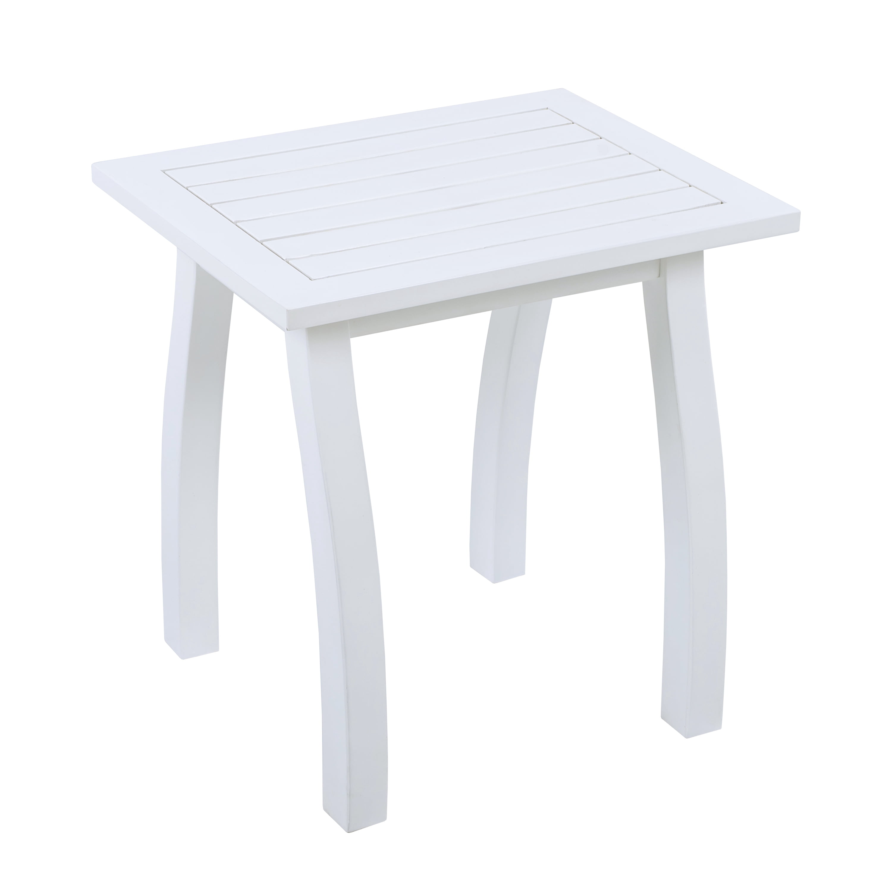 Side Table, Weather-Resistant Rectangular End Table for Patio, Garden, Lawn, and Living Room (White PU)