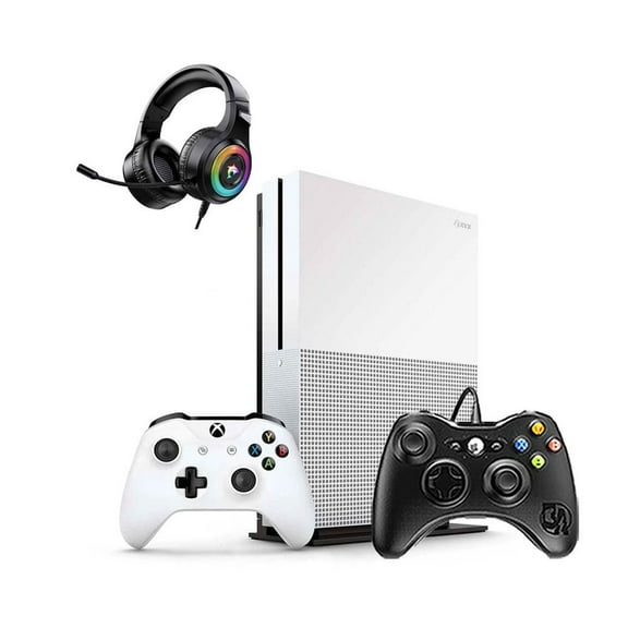 Pre-Owned Microsoft 234-00051 Xbox One S White 1TB Gaming Console with 2 Controller Included BOLT AXTION ( )