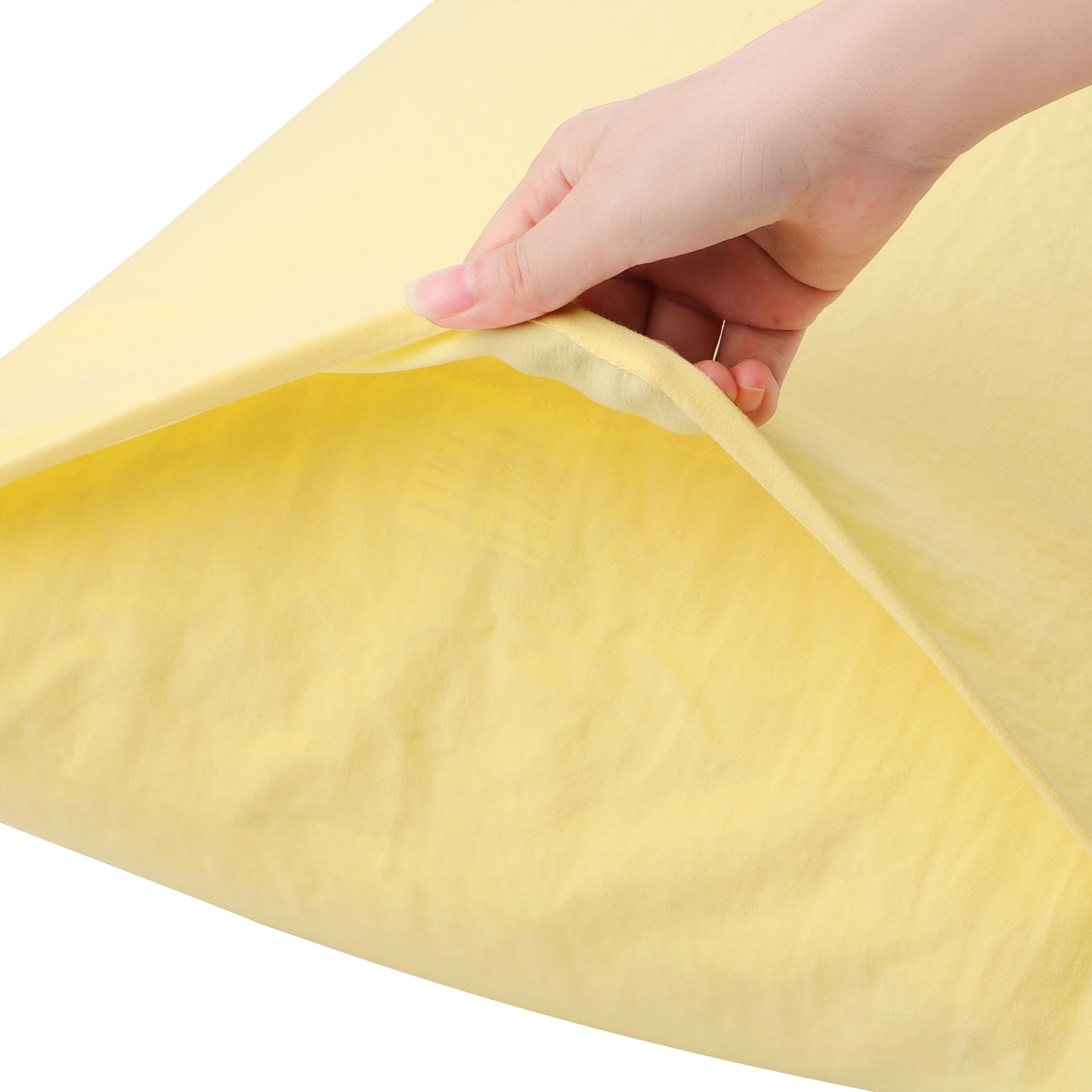 Unique Bargains 2Pcs Envelope Closure Washed Microfiber Pillowcases Queen Yellow