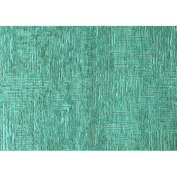 Ahgly Company Machine Washable Indoor Rectangle Solid Turquoise Blue Modern Area Rugs, 2' x 5'