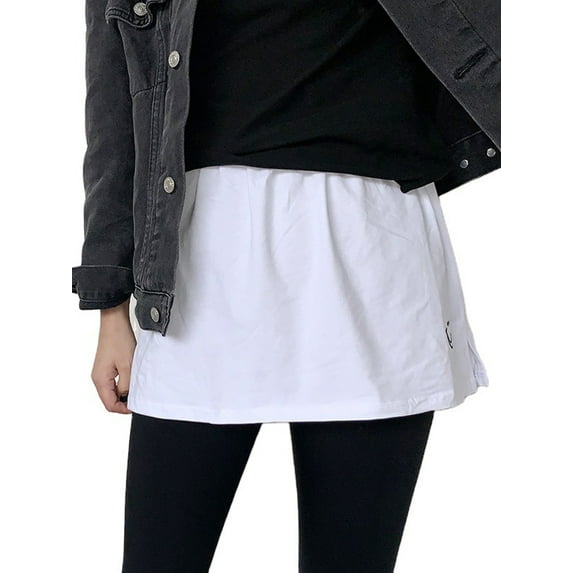 Arvbitana Women Hoodie Bottoming Skirt High-Waist Solid Color Side Spilt Half-Dress Casual Slim Adjustable Layering Fake Lower Sweep Party Street Skirt