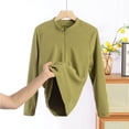 thumbnail image 2 of Womens V Neck Long Sleeve T Shirts Loose Fit Fall Cotton Solid Color Lounge Tops Casual Tunic Pullover Blouses (Green 2XL), 2 of 6
