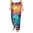 thumbnail image 2 of Goofa Hawaiian Island Dolphin Printed Soft Pajama Pants for Women, Wide Leg Comfy Casual Lounge Yoga Pants-Medium, 2 of 9