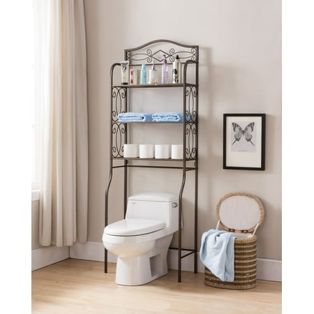 Sileas Pewter Metal 3 Tier Shelf Transitional Etagere Over  