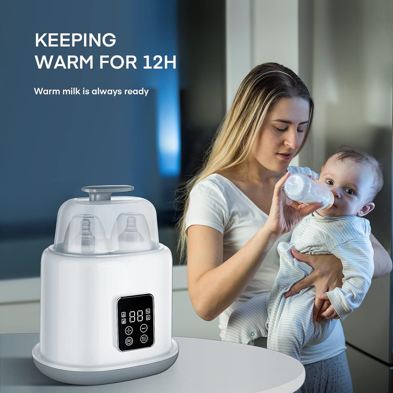 Baby Bottle Warmer 9-in-1 Multifuntion Breast Milk Warmer, Fast Baby Food Heater & Defrost Warmer with Timer for Twins, LCD Display Accurate Temperature Adjustment, 24H Constant Mode
