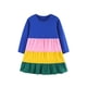 thumbnail image 1 of Odeerbi Niñas Manga Larga Arco Iris Rayas Vestido de Algodón Primavera Otoño A-Color Blocked Cuello Redondo Vestido Suelto, 1 of 5